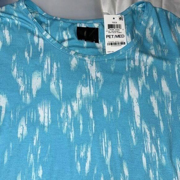 JM Collection Petites Medium Seaf Blue Combo Abstract Print Rayon Blend Short Sl - Picture 3 of 8